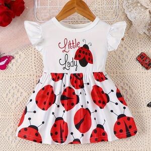 Little Lady White and Red Baby Ladybug Toddler Dress 9-12 Months